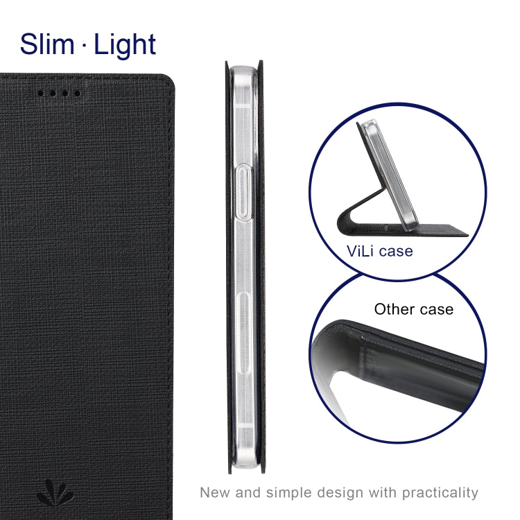 For OnePlus Nord CE 5G ViLi DMX Series Shockproof TPU + PU Leather Magnetic Attraction Horizontal Flip Case with Card Slot & Holder(Black) - OnePlus Cases by ViLi | Online Shopping UK | buy2fix