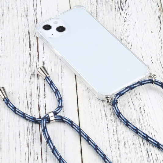 For iPhone 13 Four-corner Shockproof Transparent TPU Protective Case with Lanyard(Colorful Blue) - iPhone 13 Cases by buy2fix | Online Shopping UK | buy2fix
