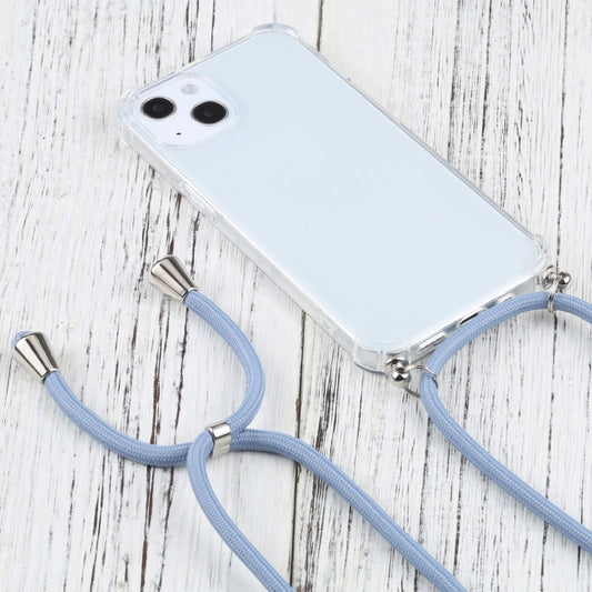For iPhone 13 Four-corner Shockproof Transparent TPU Protective Case with Lanyard(Blue Grey) - iPhone 13 Cases by buy2fix | Online Shopping UK | buy2fix
