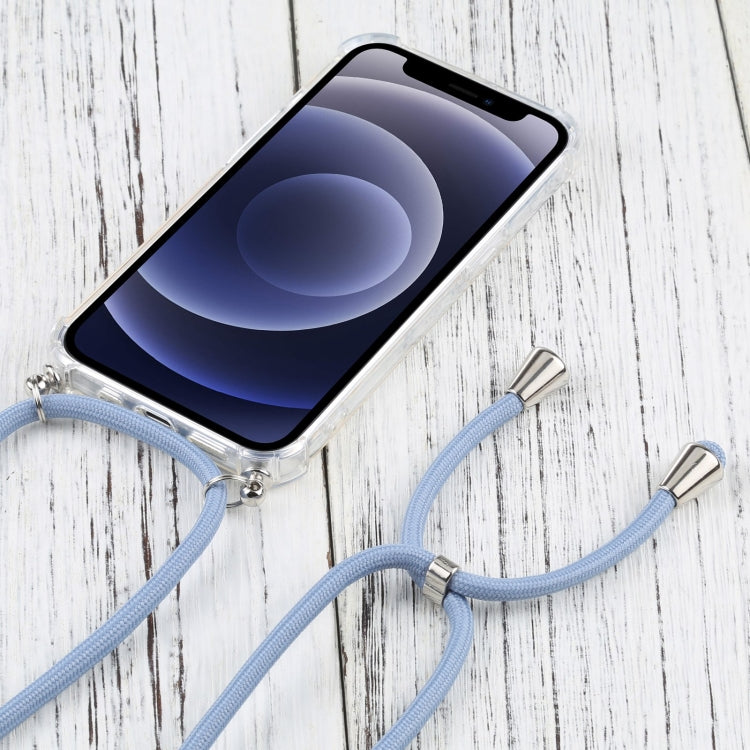 For iPhone 13 Four-corner Shockproof Transparent TPU Protective Case with Lanyard(Blue Grey) - iPhone 13 Cases by buy2fix | Online Shopping UK | buy2fix