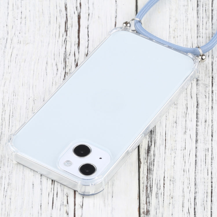 For iPhone 13 Four-corner Shockproof Transparent TPU Protective Case with Lanyard(Blue Grey) - iPhone 13 Cases by buy2fix | Online Shopping UK | buy2fix