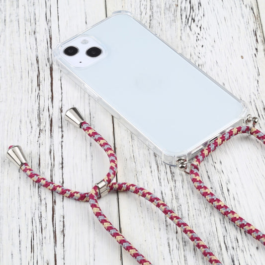 For iPhone 13 Four-corner Shockproof Transparent TPU Protective Case with Lanyard(Red Grey Yellow) - iPhone 13 Cases by buy2fix | Online Shopping UK | buy2fix