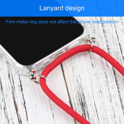 For iPhone 13 mini Four-corner Shockproof Transparent TPU Protective Case with Lanyard (Red) by buy2fix