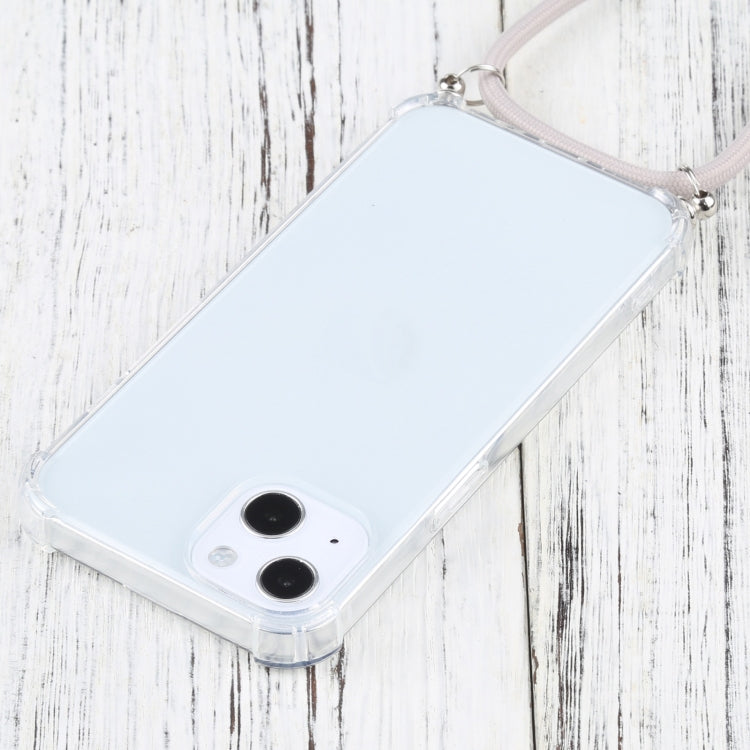 For iPhone 13 mini Four-corner Shockproof Transparent TPU Protective Case with Lanyard (Apricot) by buy2fix
