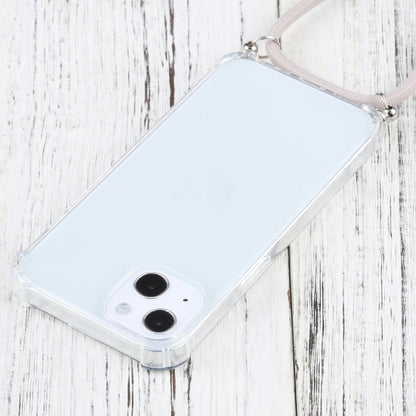 For iPhone 13 mini Four-corner Shockproof Transparent TPU Protective Case with Lanyard (Apricot) by buy2fix