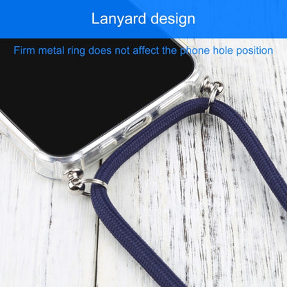 For iPhone 13 mini Four-corner Shockproof Transparent TPU Protective Case with Lanyard (Dark Blue) by buy2fix