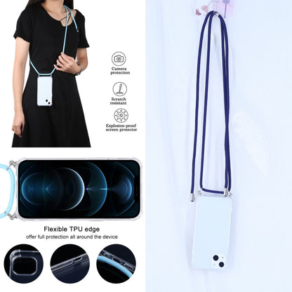 For iPhone 13 mini Four-corner Shockproof Transparent TPU Protective Case with Lanyard (Dark Blue) by buy2fix
