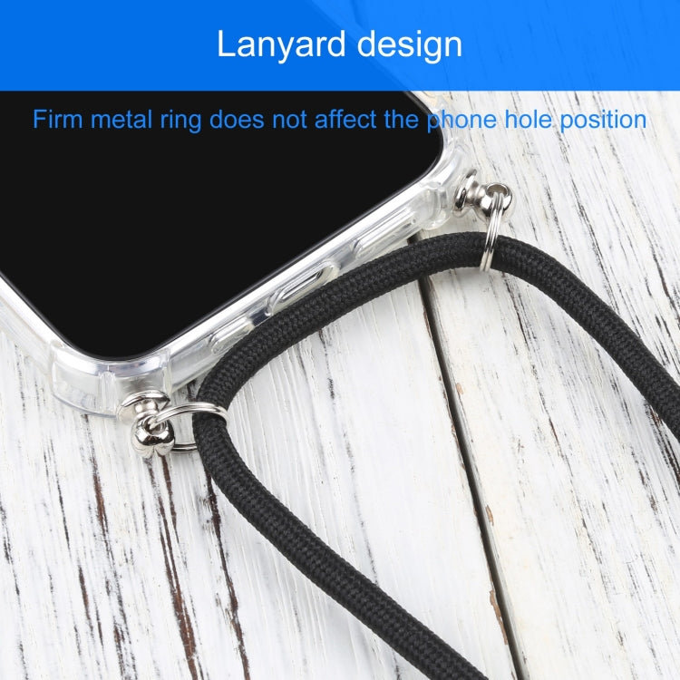 For iPhone 13 mini Four-corner Shockproof Transparent TPU Protective Case with Lanyard (Black) by buy2fix