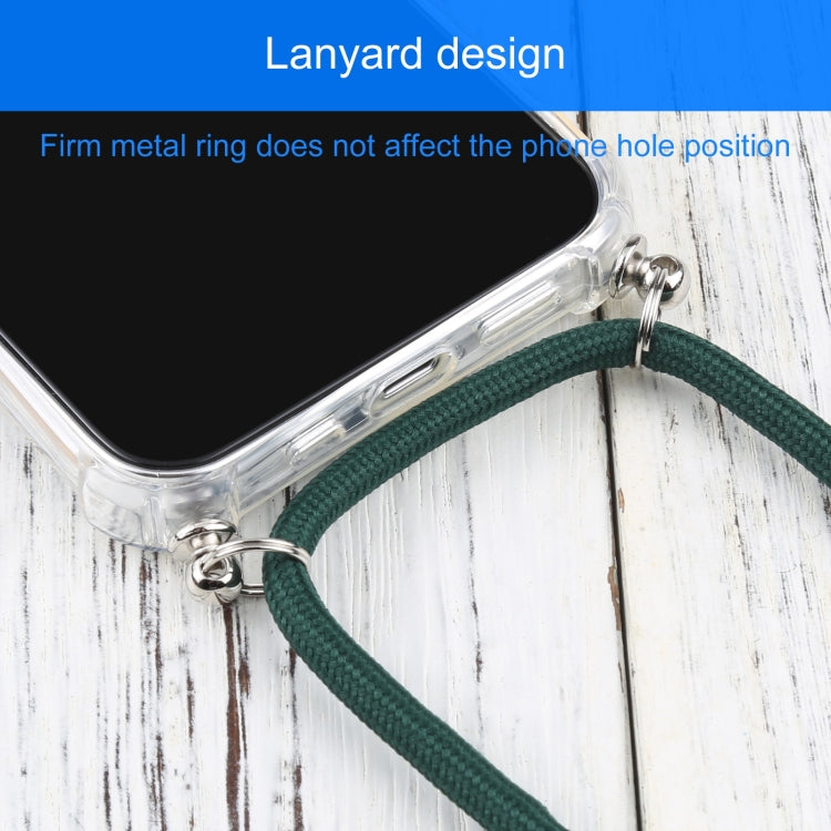 For iPhone 13 mini Four-corner Shockproof Transparent TPU Protective Case with Lanyard (Dark Green) by buy2fix