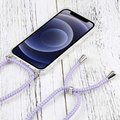 For iPhone 13 mini Four-corner Shockproof Transparent TPU Protective Case with Lanyard (Purple Blue) by buy2fix