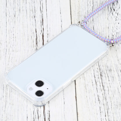 For iPhone 13 mini Four-corner Shockproof Transparent TPU Protective Case with Lanyard (Purple Blue) by buy2fix