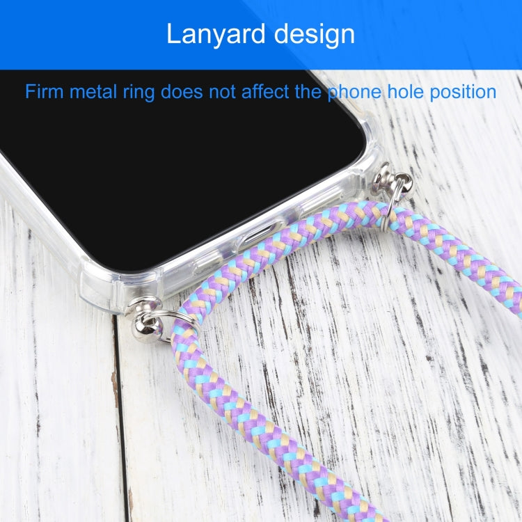 For iPhone 13 mini Four-corner Shockproof Transparent TPU Protective Case with Lanyard (Purple Blue) by buy2fix