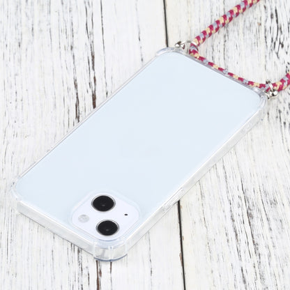 For iPhone 13 mini Four-corner Shockproof Transparent TPU Protective Case with Lanyard (Red Grey Yellow) by buy2fix