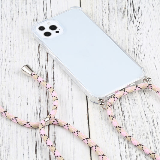 For iPhone 13 Pro Four-corner Shockproof Transparent TPU Protective Case with Lanyard (Colorful Pink) - iPhone 13 Pro Cases by buy2fix | Online Shopping UK | buy2fix