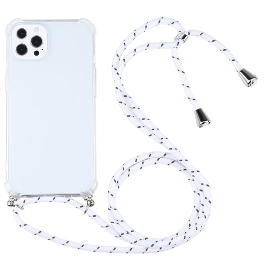 For iPhone 13 Pro Max Four-corner Shockproof Transparent TPU Protective Case with Lanyard (White Thick Black) - iPhone 13 Pro Max Cases by buy2fix | Online Shopping UK | buy2fix
