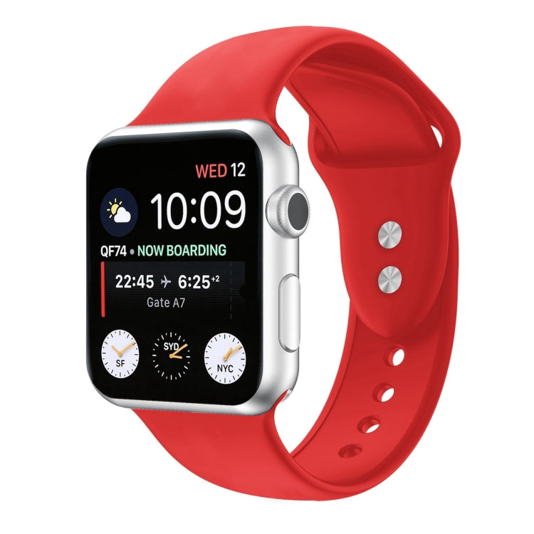 Double Nail Silicone Strap Watch Band For Apple Watch Series 9&8&7 41mm / SE 3&SE 2&6&SE&5&4 40mm / 3&2&1 38mm(Red) by buy2fix