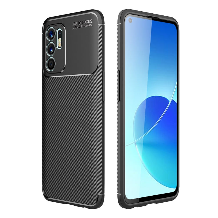 For OPPO Reno6 4G (Indonesia) Carbon Fiber Texture Shockproof TPU Case(Black) by buy2fix