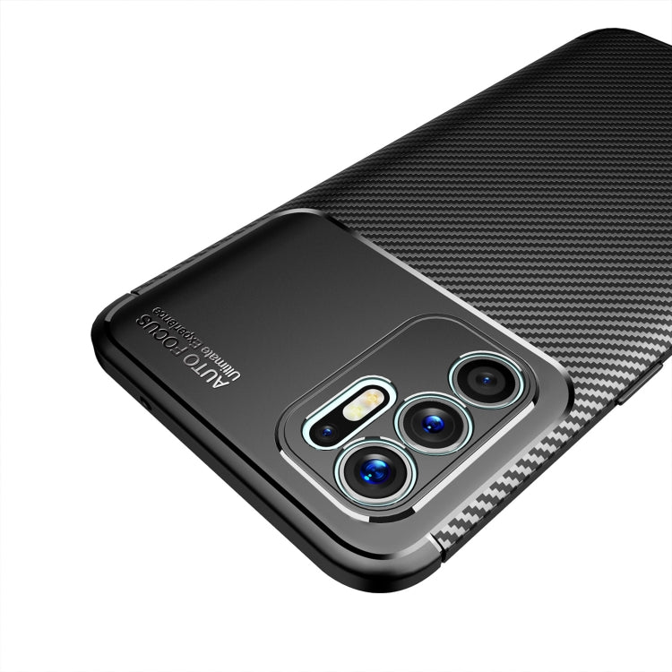 For OPPO Reno6 4G (Indonesia) Carbon Fiber Texture Shockproof TPU Case(Black) by buy2fix