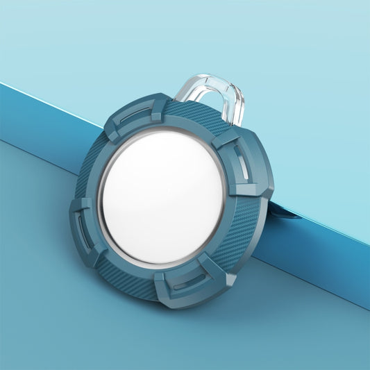 2 in 1 Rugged Anti-scratch Shockproof Carbon Fiber PC Protective Cover Case with Keychain Hook Loop For AirTag(Green) by buy2fix