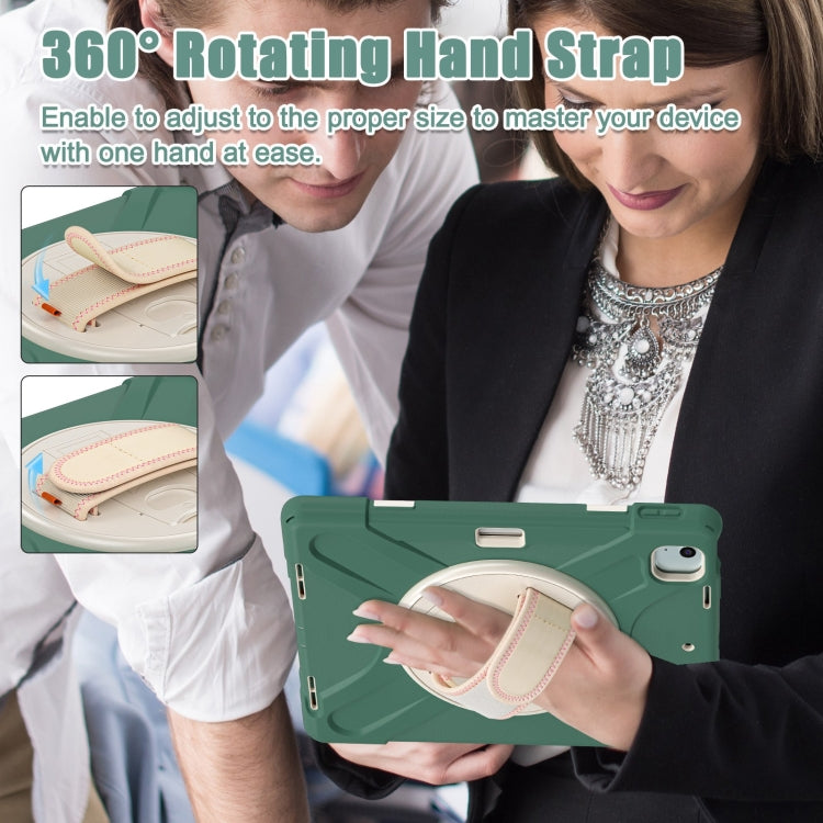 For iPad Pro 12.9 2022 / 2021 Rotatable Holder Silicone Hybrid PC Tablet Case with Shoulder Strap(Emerald Green) - iPad Pro 12.9 (2022/2021) Cases by buy2fix | Online Shopping UK | buy2fix