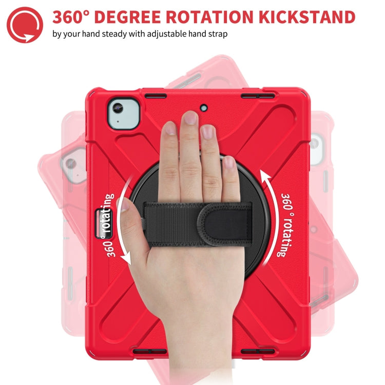 For iPad Pro 12.9 2022 / 2021 Rotatable Holder Silicone Hybrid PC Tablet Case with Shoulder Strap(Red) - iPad Pro 12.9 (2022/2021) Cases by buy2fix | Online Shopping UK | buy2fix