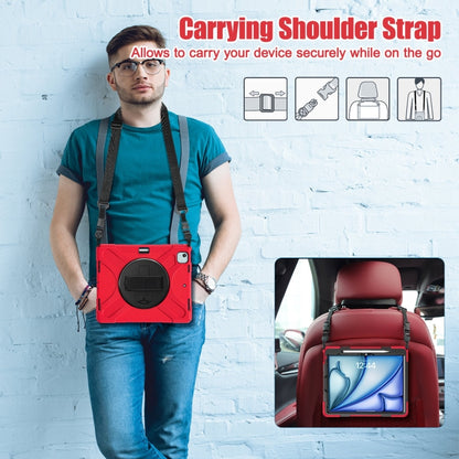 For iPad Pro 12.9 2022 / 2021 Rotatable Holder Silicone Hybrid PC Tablet Case with Shoulder Strap(Red) - iPad Pro 12.9 (2022/2021) Cases by buy2fix | Online Shopping UK | buy2fix
