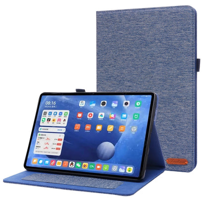 For Xiaomi Pad 5 / 5 Pro Horizontal Flip TPU + Fabric PU Leather Protective Case with Name Card Clip(Dark Blue) by buy2fix