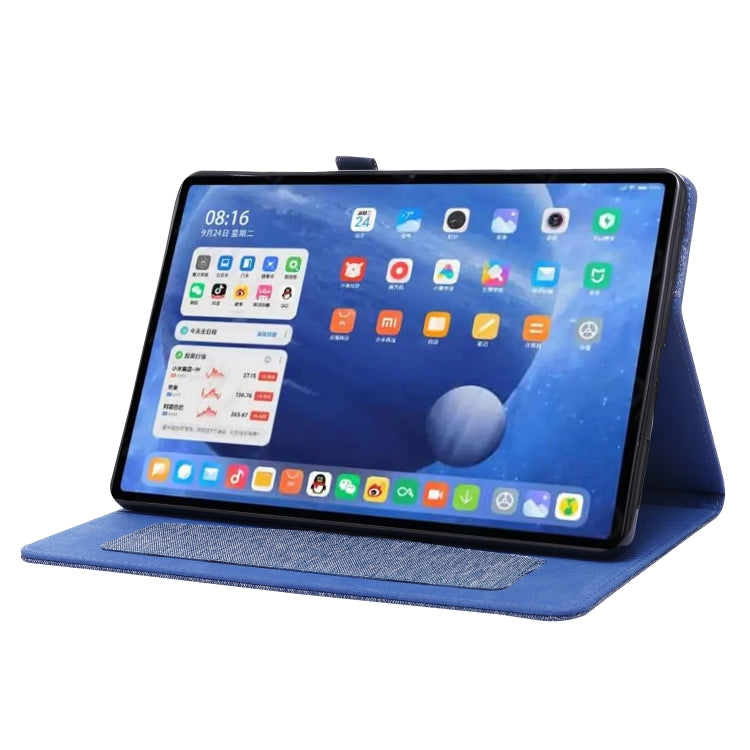 For Xiaomi Pad 5 / 5 Pro Horizontal Flip TPU + Fabric PU Leather Protective Case with Name Card Clip(Dark Blue) by buy2fix