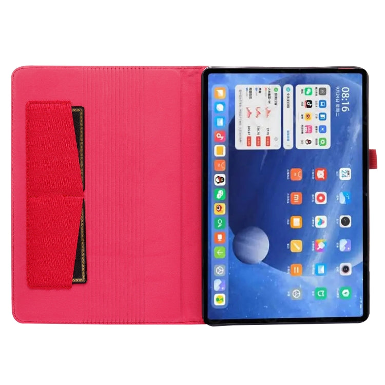 For Xiaomi Pad 5 / 5 Pro Horizontal Flip TPU + Fabric PU Leather Protective Case with Name Card Clip(Red) by buy2fix