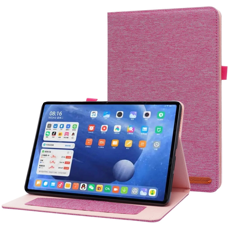 For Xiaomi Pad 5 / 5 Pro Horizontal Flip TPU + Fabric PU Leather Protective Case with Name Card Clip(Rose Red) by buy2fix