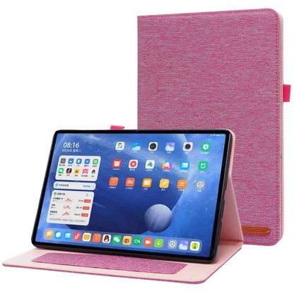 For Xiaomi Pad 5 / 5 Pro Horizontal Flip TPU + Fabric PU Leather Protective Case with Name Card Clip(Rose Red) by buy2fix
