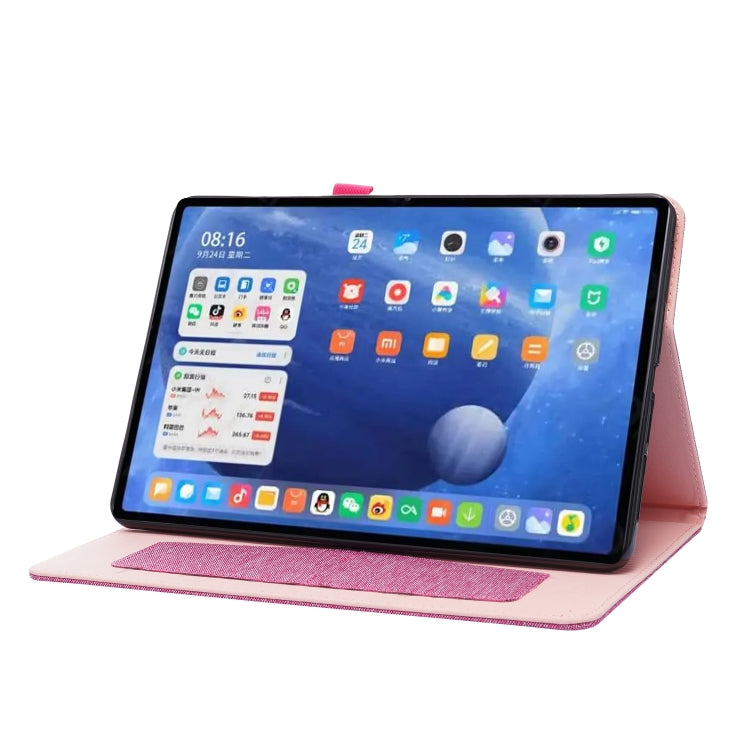 For Xiaomi Pad 5 / 5 Pro Horizontal Flip TPU + Fabric PU Leather Protective Case with Name Card Clip(Rose Red) by buy2fix