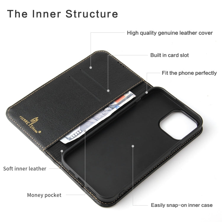 For iPhone 13 mini Genuine Leather Horizontal Flip Leather Case with Holder & Card Slots & Wallet (Black) - iPhone 13 mini Cases by buy2fix | Online Shopping UK | buy2fix