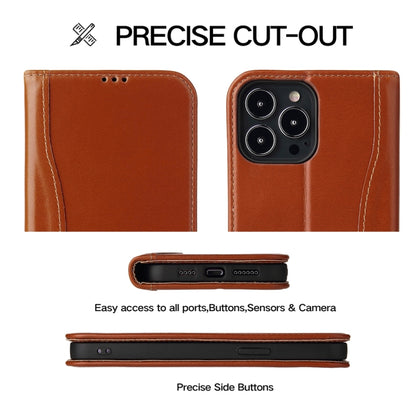 For iPhone 13 Pro Genuine Leather Horizontal Flip Leather Case with Holder & Card Slots & Wallet (Brown) - iPhone 13 Pro Cases by buy2fix | Online Shopping UK | buy2fix