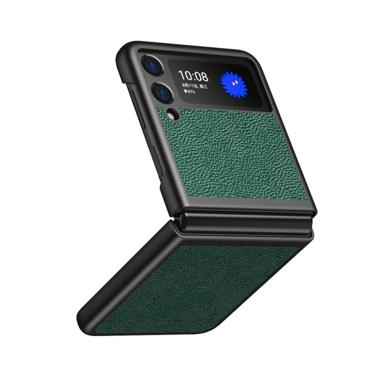 For Samsung Galaxy Z Flip3 5G Lychee Texture All Inclusive Shockproof Protective Case(Green)