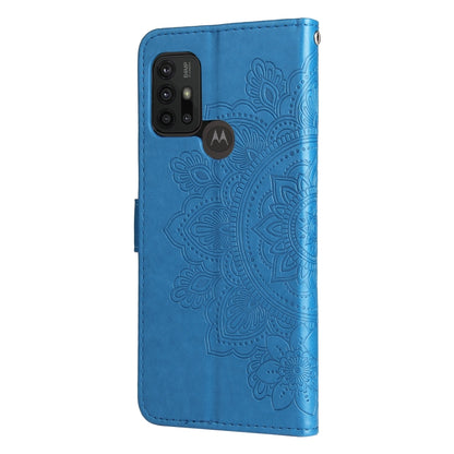7-petal Flowers Embossing Pattern Horizontal Flip PU Leather Case with Holder & Card Slots & Wallet & Photo Frame For Motorola Moto G30 / G10 / G10 Power / G20(Blue) by buy2fix