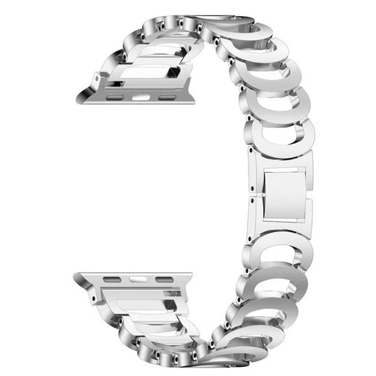 C-type Diamond Steel Watch Band For Apple Watch Series 9&8&7 41mm / SE 3&SE 2&6&SE&5&4 40mm / 3&2&1 38mm(Silver)