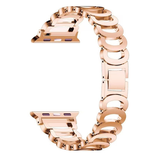 C-type Diamond Steel Watch Band For Apple Watch Ultra 49mm&Watch Ultra 2 49mm / Series 9&8&7 45mm / SE 3&SE 2&6&SE&5&4 44mm / 3&2&1 42mm(Rose Gold)