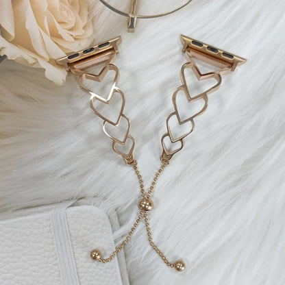 Heart Metal Watch Band For Apple Watch Series 9&8&7 41mm / SE 3&SE 2&6&SE&5&4 40mm / 3&2&1 38mm(Rose Gold) by buy2fix