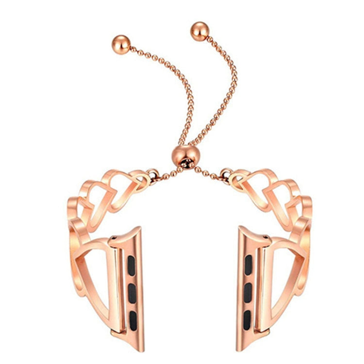 Heart Metal Watch Band For Apple Watch Series 9&8&7 41mm / SE 3&SE 2&6&SE&5&4 40mm / 3&2&1 38mm(Rose Gold) by buy2fix