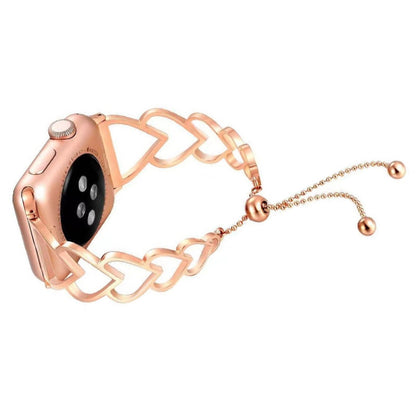 Heart Metal Watch Band For Apple Watch Series 9&8&7 41mm / SE 3&SE 2&6&SE&5&4 40mm / 3&2&1 38mm(Rose Gold) by buy2fix