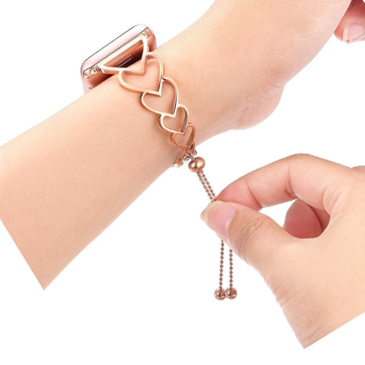 Heart Metal Watch Band For Apple Watch Series 9&8&7 41mm / SE 3&SE 2&6&SE&5&4 40mm / 3&2&1 38mm(Rose Gold) by buy2fix
