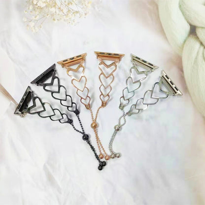 Heart Metal Watch Band For Apple Watch Series 9&8&7 41mm / SE 3&SE 2&6&SE&5&4 40mm / 3&2&1 38mm(Rose Gold) by buy2fix