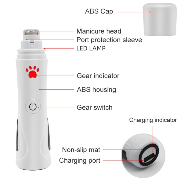 RC-306 Animal Nail Grinder USB Automatic Manicure(White) - Fingernail Trimmers & Scissors by buy2fix | Online Shopping UK | buy2fix
