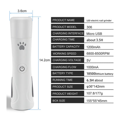 RC-306 Animal Nail Grinder USB Automatic Manicure(White) - Fingernail Trimmers & Scissors by buy2fix | Online Shopping UK | buy2fix