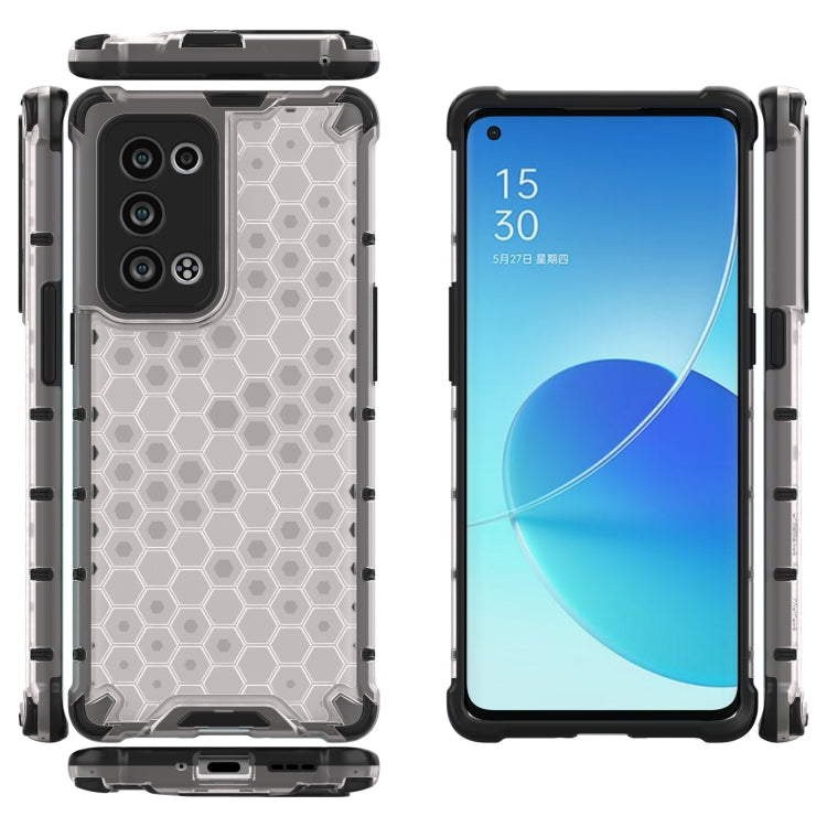 For OPPO Reno6 Pro+ 5G Shockproof Honeycomb PC + TPU Protective Case(White) by buy2fix