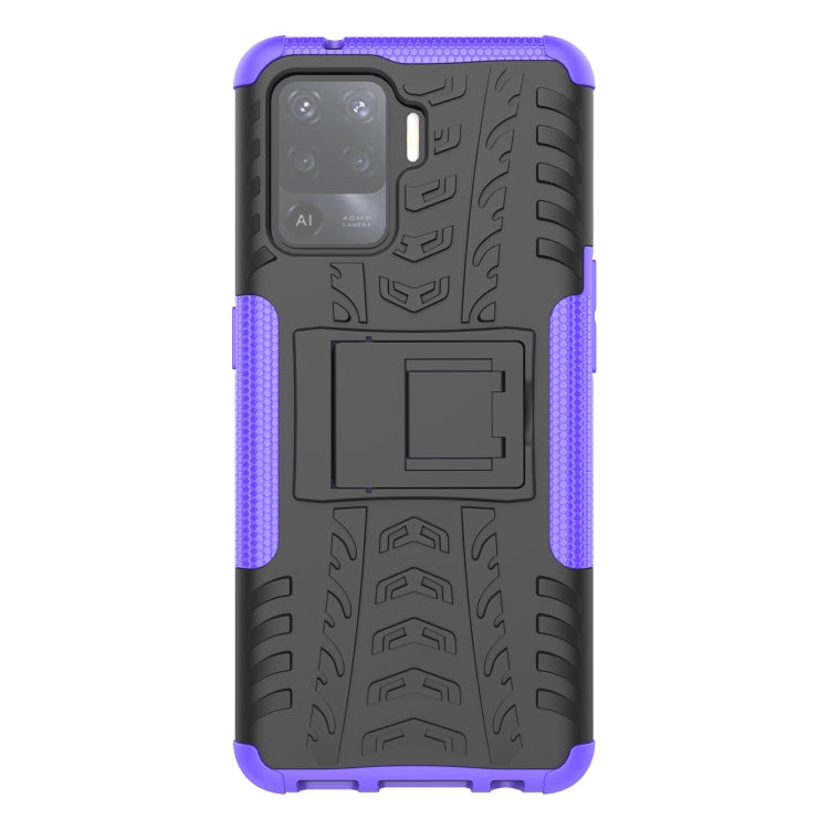 For OPPO A94 4G Tire Texture Shockproof TPU+PC Protective Case with Holder(Purple) by buy2fix