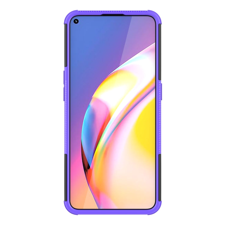 For OPPO A94 4G Tire Texture Shockproof TPU+PC Protective Case with Holder(Purple) by buy2fix