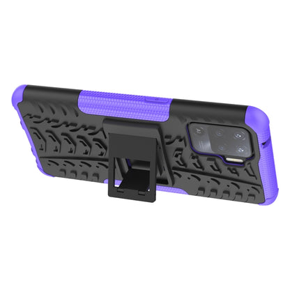 For OPPO A94 4G Tire Texture Shockproof TPU+PC Protective Case with Holder(Purple) by buy2fix