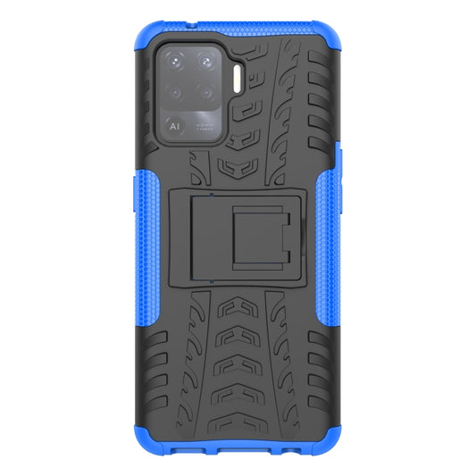 For OPPO A94 4G Tire Texture Shockproof TPU+PC Protective Case with Holder(Blue) by buy2fix